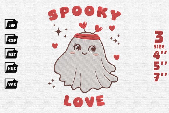 Adorable Valentine Ghost Embroidery