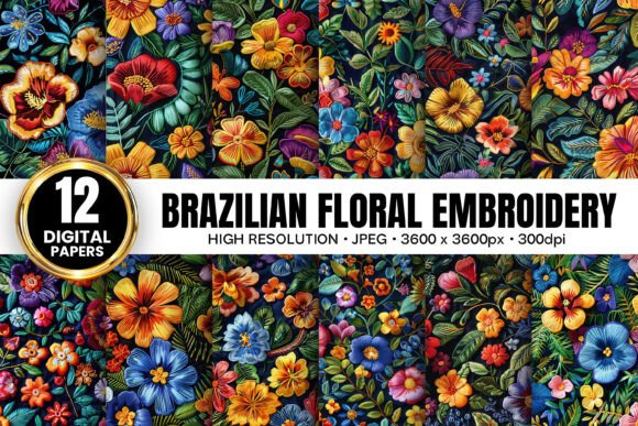 Brazilian Floral Embroidery Backgrounds