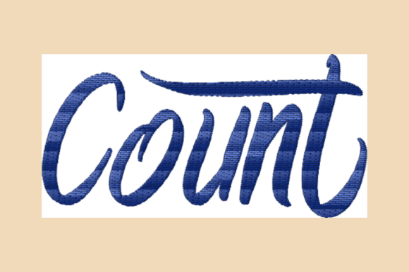 Count Lettering Script Embroidery