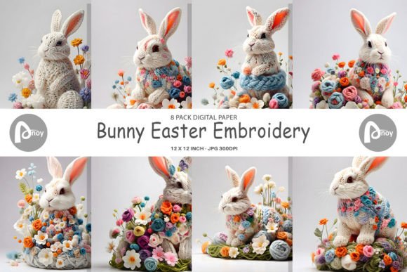 Digital Paper Bunny Easter Embroidery Review