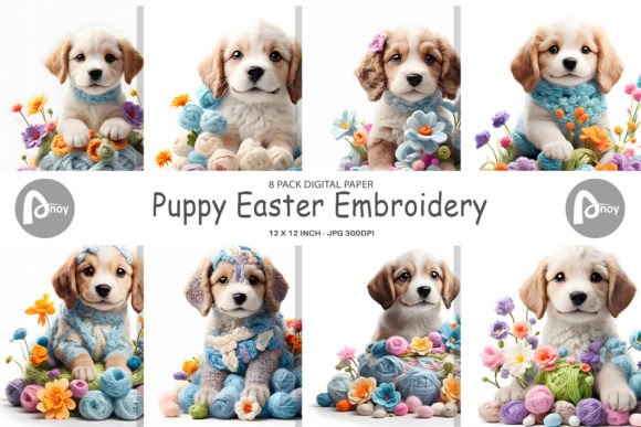 Digital Paper Puppy Easter Embroidery Review