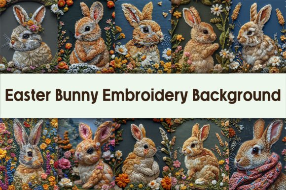 Easter Bunny Embroidery Background