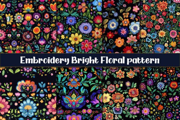 Embroidery Bright Floral Pattern