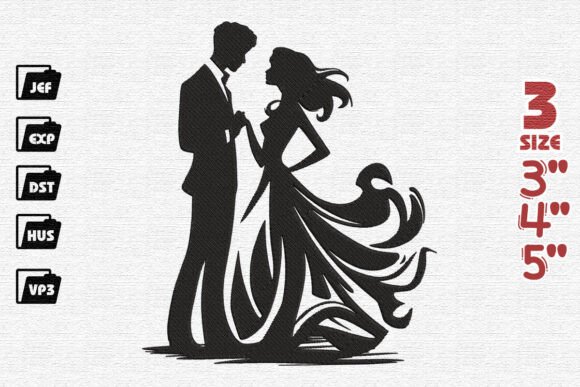Lovers’ Embrace Embroidery Design