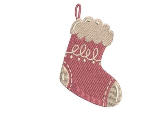 Pink Christmas Stocking Embroidery