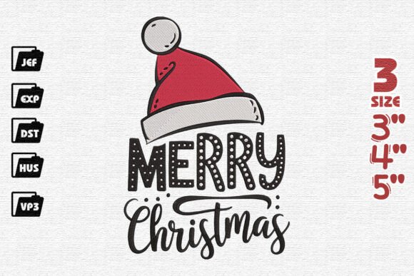 Santa Hat Flair, Merry Christmas Embroidery