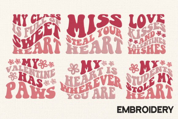 Set 6 Designs Valentine Embroidery