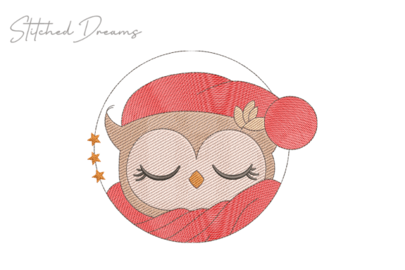 Sleeping Owl Embroidery Design