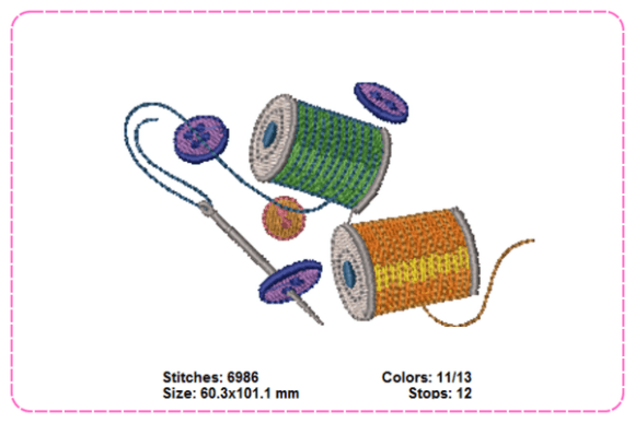 Thread Bobbin Needle Embroidery Design
